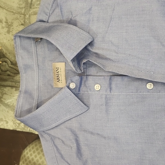 Armani Collezioni Luxury Men's Blue XL Button Up Dress Shirt - Picture 2 of 7